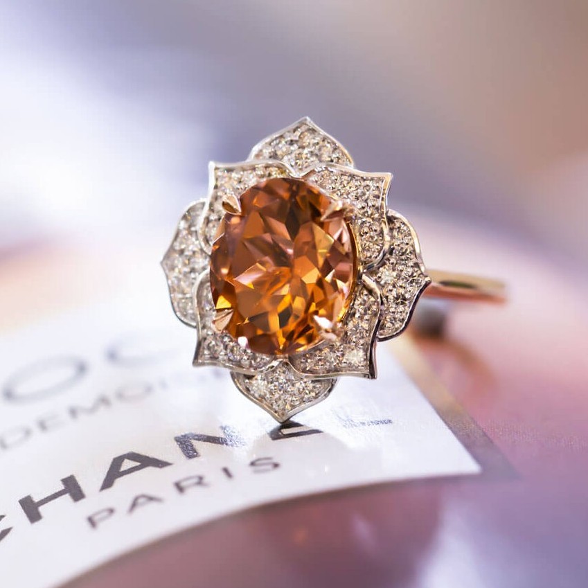 Tourmaline and diamond ring