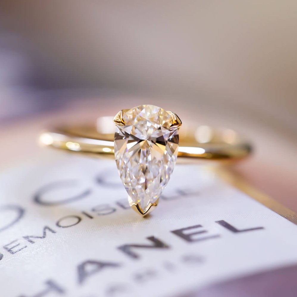 Pear Shape Halo, Petite Micropave Diamond Engagement Ring Setting - Barsky  Diamonds