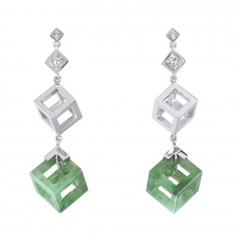 Jade and diamond earrings