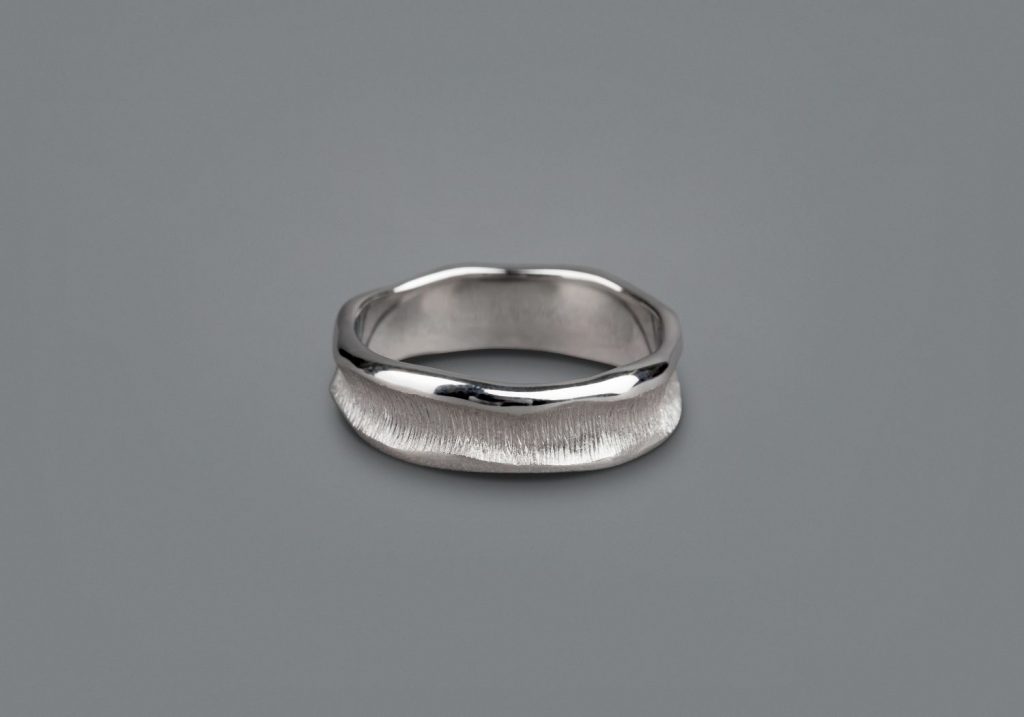 White gold ring in organic design