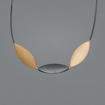 Yellow gold plated and oxidised silver necklace