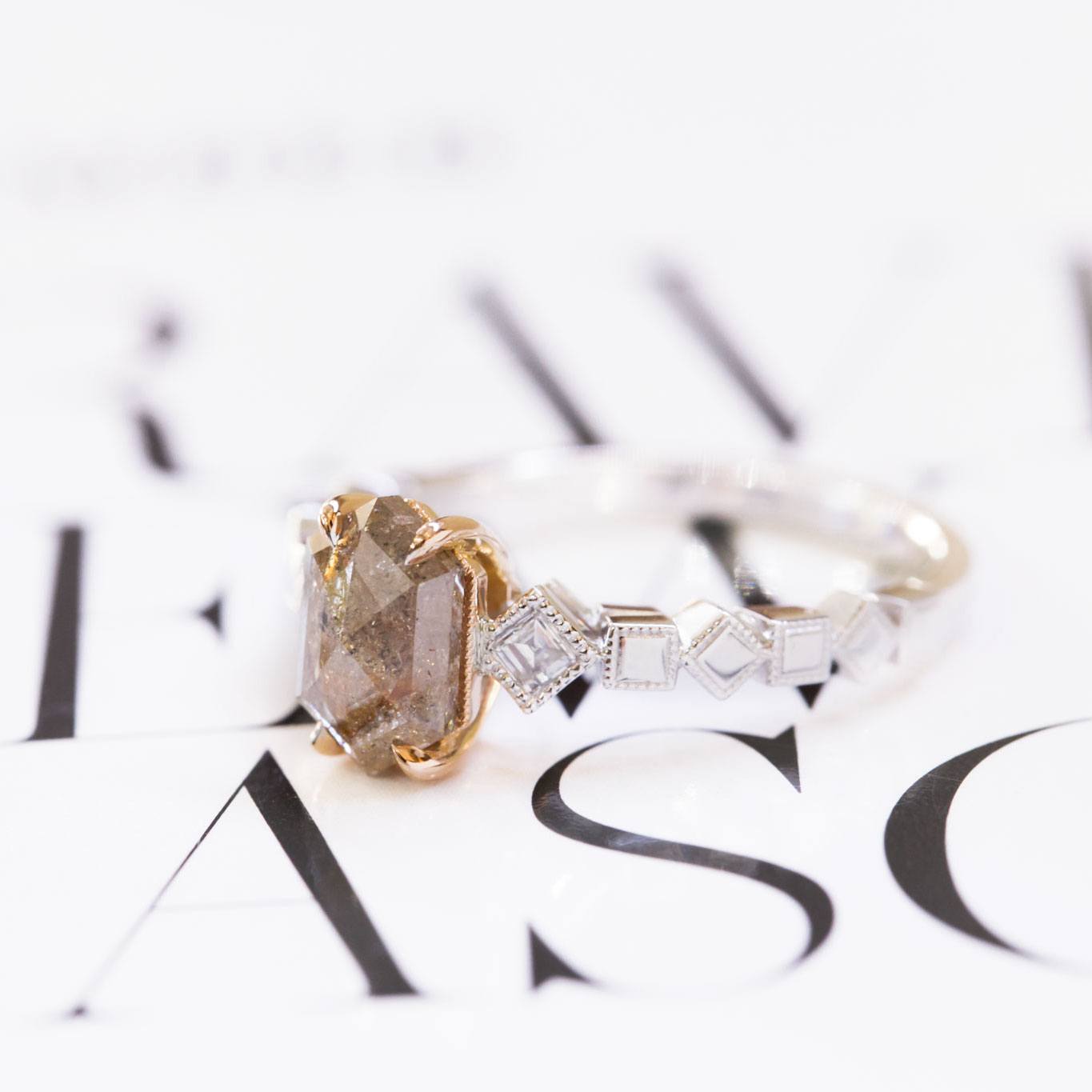 Salt and pepper diamond ring