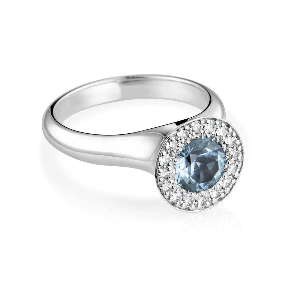 Aquamarine and diamond "Tulip" ring