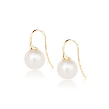 Yellow gold and pearl drop earrings