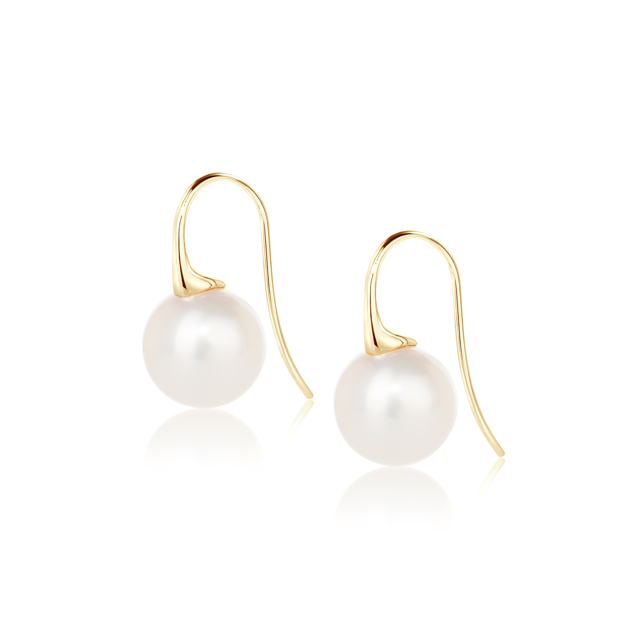 Yellow gold and pearl drop earrings