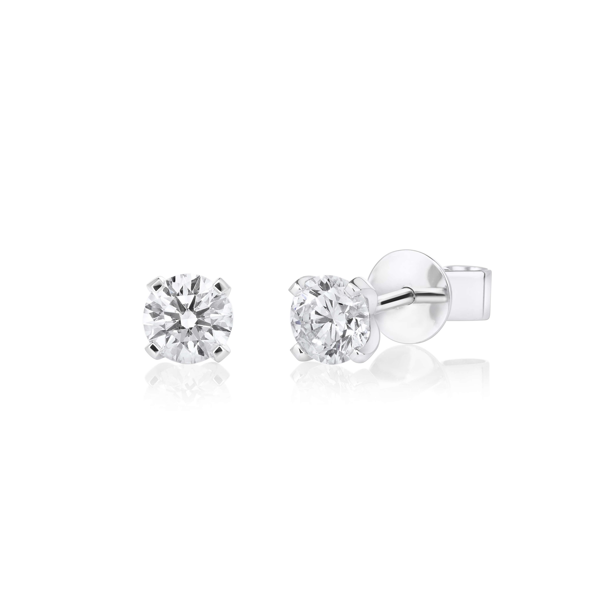 White gold round brilliant cut diamond earstuds