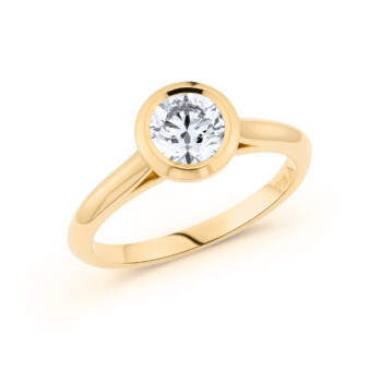 Yellow gold bezel-set diamond engagement ring