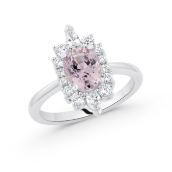 Padparadscha sapphire and diamond ring