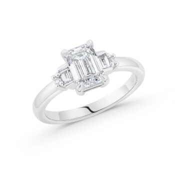 Emerald cut diamond engagement ring