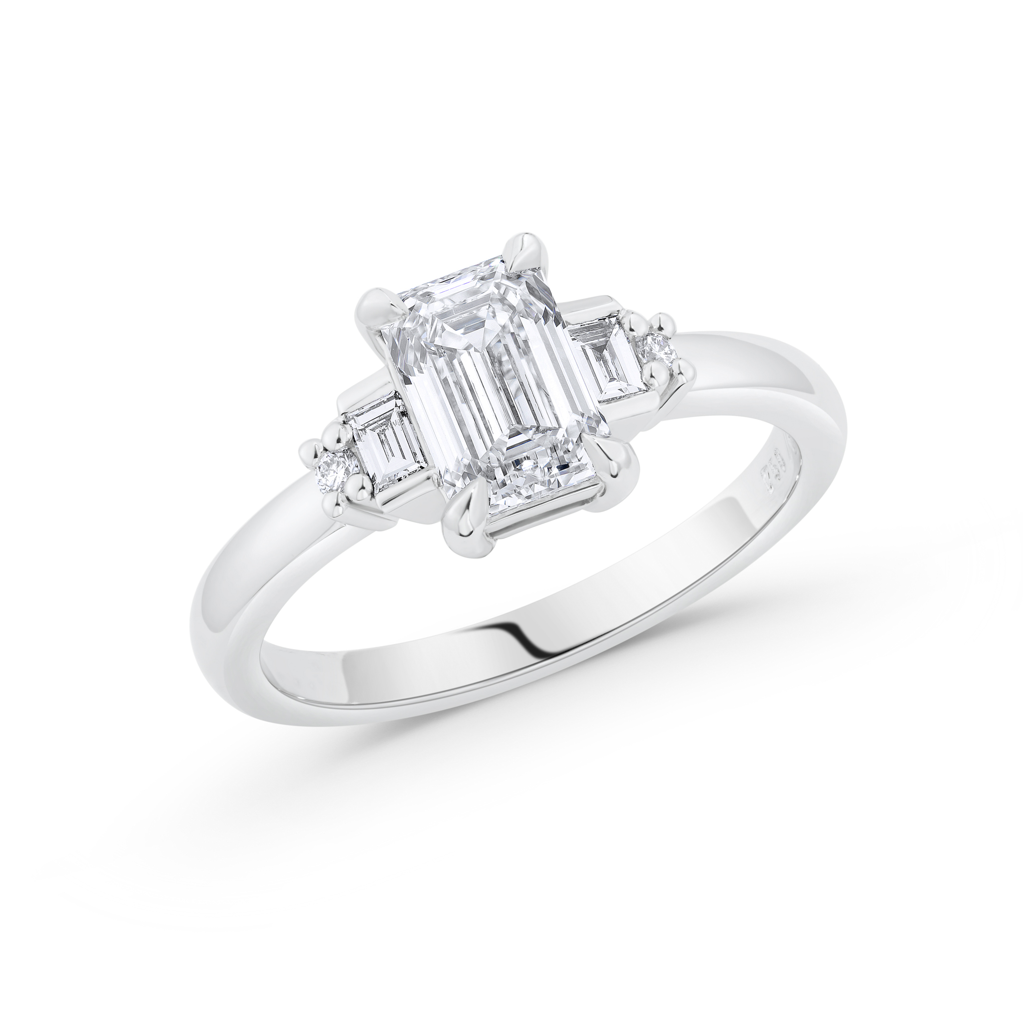 Emerald cut diamond engagement ring