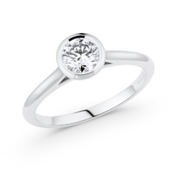 White gold bezel-set diamond engagement ring