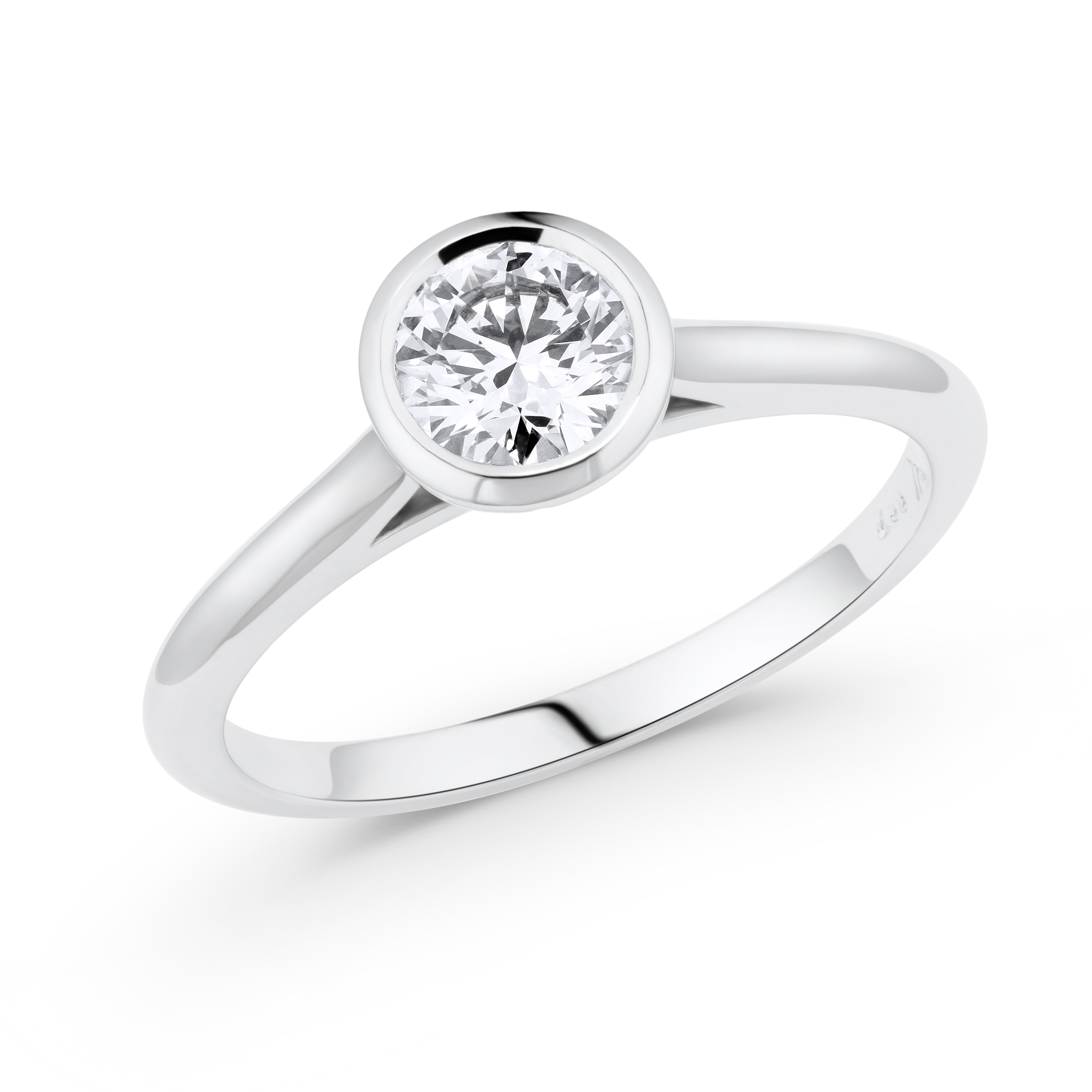 White gold bezel-set diamond engagement ring