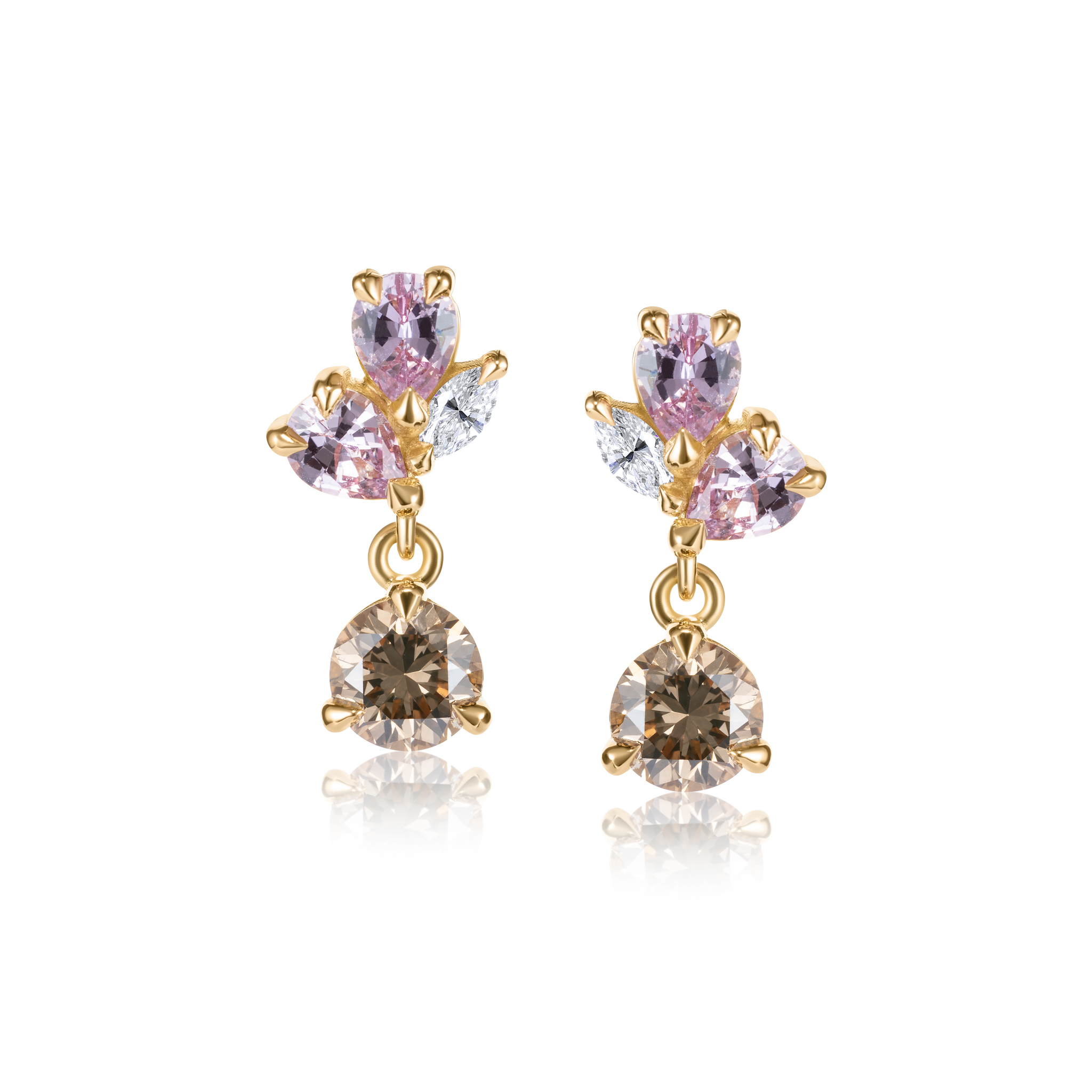 Pink sapphire and diamond earrings