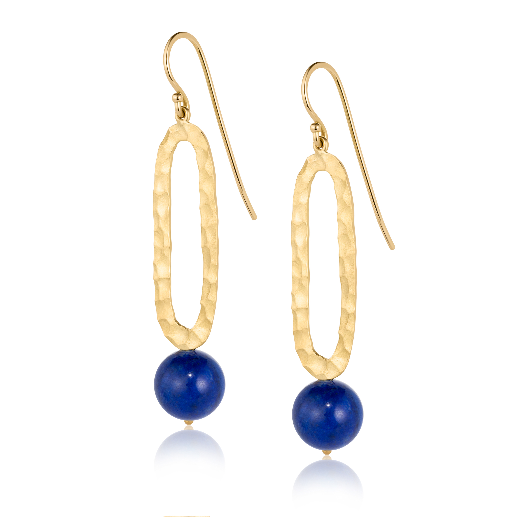 Yellow gold and lapis luzuli earrings