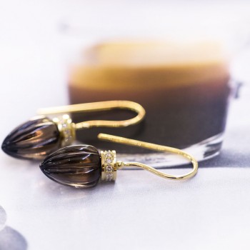 Smokey quartz and diamond earrings