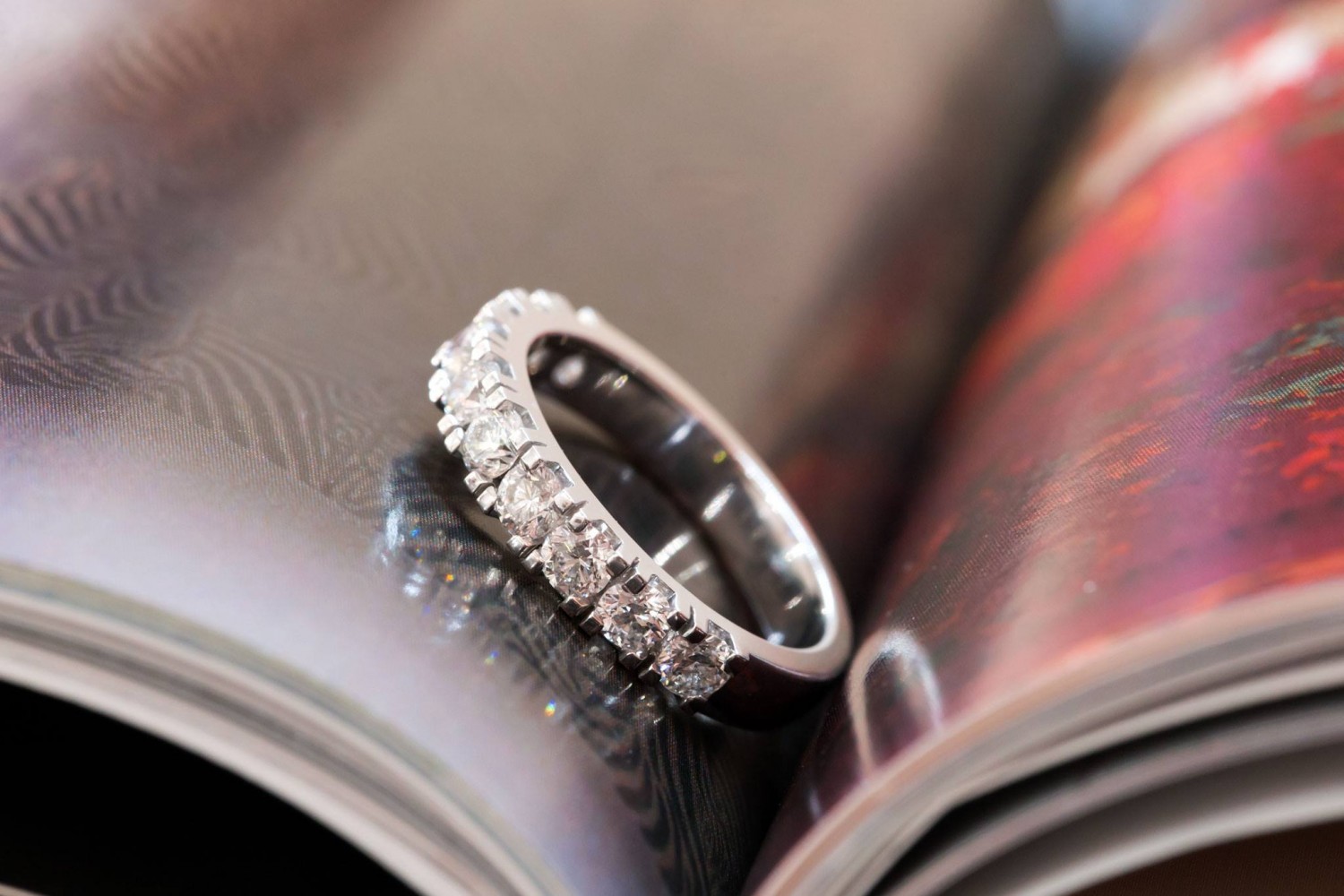 White gold and diamond ring